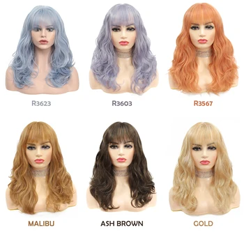 Peruci sintetice cu Breton pentru Femei de culoare la Modă 18 Cm Lungime Medie Blonda Natural Val de Căldură Rezistent la Fals Parul X-TRESS