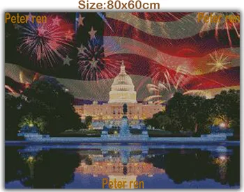 Peter ren meserii Diy Diamant Pictura America Steagul Alb Casa foc de Artificii de Imagine De Stras Diamant Broderie Decor Acasă