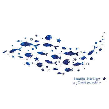 Pește albastru Stele Autocolante de Perete DIY Balena Animal Murală Decalcomanii pentru Camere Copii Dormitor Copil Pepinieră Decor Acasă
