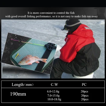 PEȘTE REGELE 20buc 190mm Gheață de Iarnă Tijă de Pescuit de Top Secțiunea C. W 6-18g Mini Pol de Pescuit Portabil de Pescuit