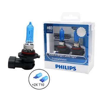 Philips H1 H4 H7 H11 9005 9006 12V Crystal Vision 4300K Alb Strălucitor de Lumină cu Halogen Auto Cap de Lumină Lămpile de Ceață +2x Becuri T10, Pereche