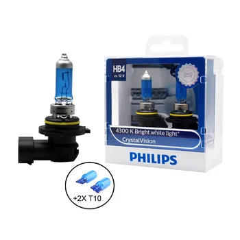 Philips H1 H4 H7 H11 9005 9006 12V Crystal Vision 4300K Alb Strălucitor de Lumină cu Halogen Auto Cap de Lumină Lămpile de Ceață +2x Becuri T10, Pereche