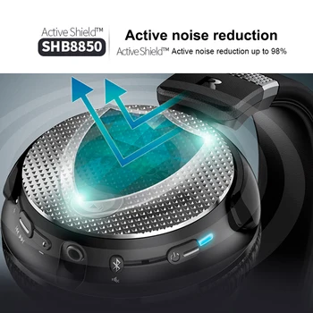 Philips SHB8850 Căști fără Fir Bluetooth Activ de Anulare a Zgomotului NFC cu Cască cu Microfon Oficial de Verificare