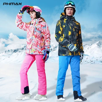 PHMAX de Iarnă de Schi Jacheta Impermeabil Îngroșa Schi Costum Ține de Cald Fleece Schi Jacheta Snowboard Îmbrăcăminte Bărbați Femei Costum de Schi