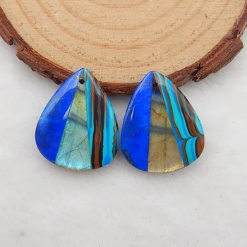 Piatra naturala Rainbow Asper,Labradorit,Lapis Lazuli Intarsii de Moda cercei piatră prețioasă de bijuterii,22x18x4mm,5.3 g
