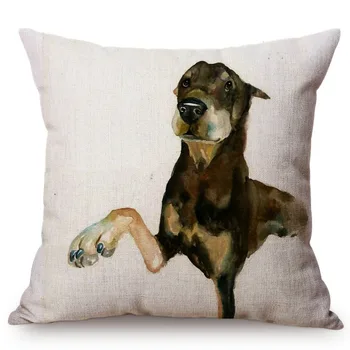 Piața Lenjerie de pat din Bumbac Acuarelă Pictat Bull Terrier Taur Câine Teckel 3D față de Pernă Decor Acasă Canapea Pernă Caz