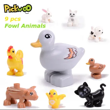Pickwoo 9 buc Păsări Animale Blocuri Accesorii Duploed Dimensiuni Mari Diy Cifre Compatibil cu Dimensiuni Mari Jucarii pentru Copii