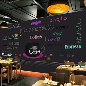 Pictate manual Cafea Temă Fundal Negru Murale 3D Tapet Magazin de Cafea Casual Cafe Snack Bar Industriale Decor de Perete de Hârtie 3D