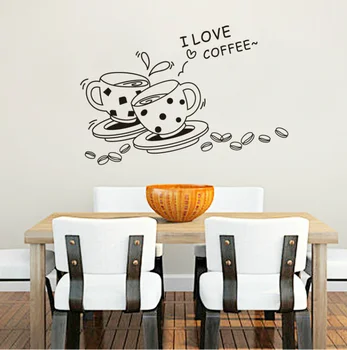 Pictate manual Moda Cupluri de cafea Detasabil Vinil Autocolante de Perete Home Decor Mural Decal Tapet JM8268