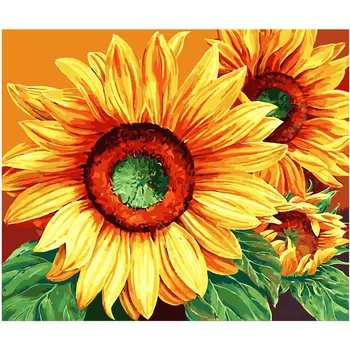 Pictura De Numere DIY Dropshipping 40x50 50x65cm de floarea-soarelui Floare coș de Flori Pânză de Nunta de Decorare Arta de imagine Cadou