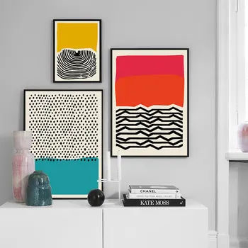 Picturi Pe Perete Poster Color Colorate Geometrice Abstracte Panza Printuri pentru Living Modern Acasă Cuadros Decor Imagine