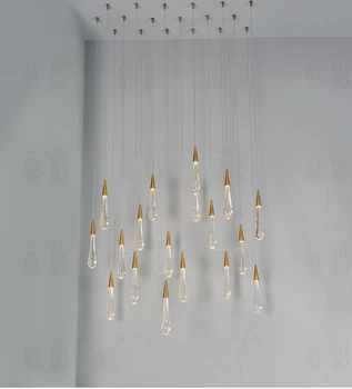 Picătură de apă cu Bule de Cristal Pandantiv Creative Lumina Europene-stil Lux Lămpi cu LED-uri de Sticlă Iluminat Interior Restaurant Aur