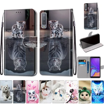Piele Caz pentru Samsung Galaxy A7 2018 Acoperire de Lux Flip Portofel Magnetic Caz de Telefon pentru Samsung A3 A5 A6 A8 A9 2018 2016 Caz