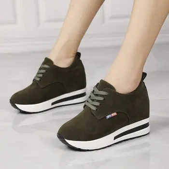 Piele de căprioară înălțime creștere Femei pantofi Pene pompe subliniat toe slip on sneaker doamnelor pantofi casual biroul de partid cariera