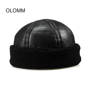 Piele naturala de bază șapcă de iarnă pălării, căciuli cu Faux blana interior B16