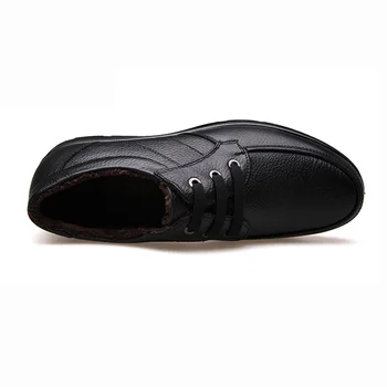 Piele Naturala Pantofi Barbati Pantofi De Iarna Marca Mocasini De Pluș Cald De Piele Mocasini Barbati Pantofi Casual Sex Masculin Negru De Înaltă Calitate A444