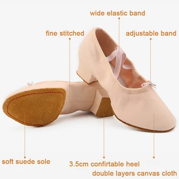 Piele Pantofi De Dans Pentru Femei, Cu Toc Mediu Fete Pantofi De Balet Jazz Pantofi De Dans Burtă De Yoga, Dans Latino Pantofi Pointe Papuci