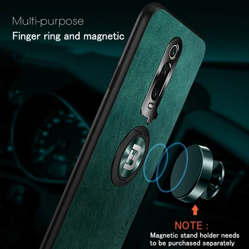 Piele Telefon Caz Acoperire Pentru Redmi Nota 9 K20 K30 10X Pro Pentru Xiaomi 10 9T Pro Lite Caz Magnetic de Adsorbție Deget Inelul de Cazuri