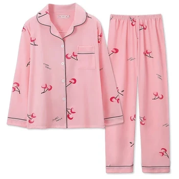 Pijama pentru Femei din Bumbac Pijamas Mujer Invierno Homewear Maneca Lunga Pantaloni de Pijama Femme Ete Sleepwear Acasă Haine pentru Femei