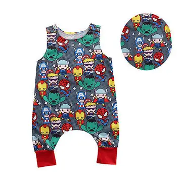 Pijamale Copii Fete Băiat fără mâneci Romper Salopeta Copii Copilul Super-eroi Model de Vara Nou-născuți Haine de Bumbac Tinutele 0-24M