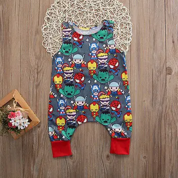 Pijamale Copii Fete Băiat fără mâneci Romper Salopeta Copii Copilul Super-eroi Model de Vara Nou-născuți Haine de Bumbac Tinutele 0-24M