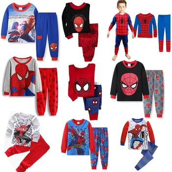 Pijamale copii Primavara cu Maneci Lungi Tricou+Pantaloni Sport Set de Desene animate Spiderman Copil Pijama Boy Fata de Copil Traverse Sleepwear 2-7T