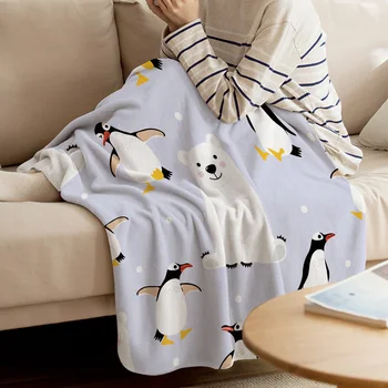 Pinguin Alb Arctic, Alba Ca Zapada Desen Animat, Birou, Canapea, Pătură Dormitor Consumabile Pătură, Cuvertură De Pat Pilota Barca