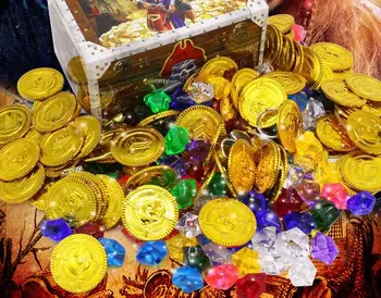 Pirat Jucării Monede de Aur și Pirat Pietre prețioase Comori pentru Partidul Piraților din Plastic Monede Pietre Acrilice Imitatie de Diamant cadou