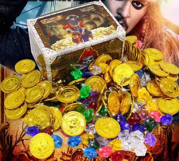 Pirat Jucării Monede de Aur și Pirat Pietre prețioase Comori pentru Partidul Piraților din Plastic Monede Pietre Acrilice Imitatie de Diamant cadou