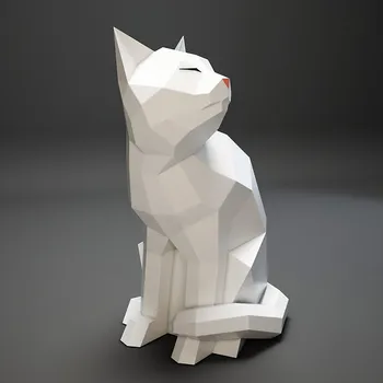 Pisica 3D Model DIY Meserii de Hârtie Acasă Decorare Manuală Creative Animal Agățat Hârtie Pliere Art Desktop Decor Bar-Uri