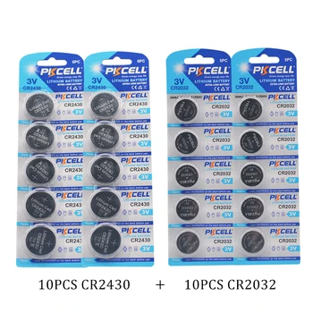 PKCELL 10buc/2Cards CR2032 + CR2430 3V Baterie cu Litiu Butonul de Celule Uscate total 20buc Monedă Baterii