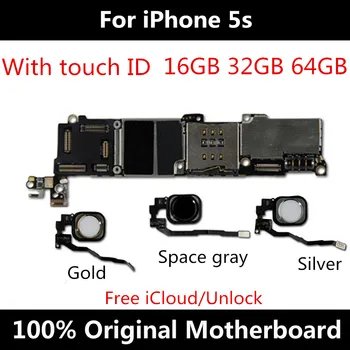 Placa de baza Pentru iPhone 5S Deblocat Placa de baza 16GB 32GB 64GB Original Cu Touch ID, IOS Sistem Complet Funcția Logică Bord