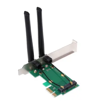 Placa de Retea Wireless WiFi Mini PCI-E Express PCI-E Adaptor Antena 2 PC Extern