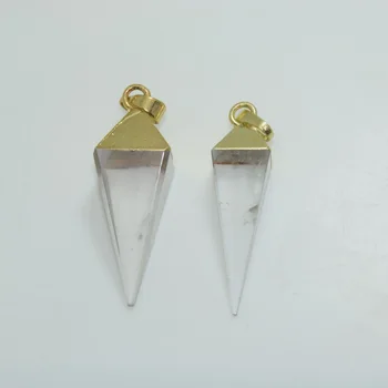 Placare cu aur de Cristal de Cuarț arrowhead pandantiv pentru Bijuterii Diy face famale piatra naturala clar de cristal de cuarț Romb Fațete