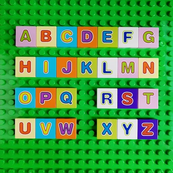 Placi de 2 X 2 Cărămizi Imprimate cu Numere și Litere, Blocuri de Învățare Compatibile cu Duplo Blocuri Mari de Bloc 6309