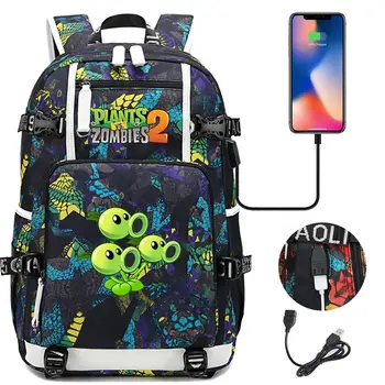 Plants VS Zombies Rucsaci Pentru Școală Multifuncțional Încărcare USB Bag Boy Fata de Copii, Adolescenți Școală Saci de Călătorie Laptop Mochilas