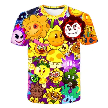 Plants Vs Zombies t shirt de Desene animate T-shirt Casual Baieti Haine Imprimate 3D copii Haine Copii amuzante tricouri tricou Vara Topuri