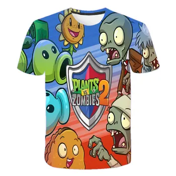 Plants Vs Zombies t shirt de Desene animate T-shirt Casual Baieti Haine Imprimate 3D copii Haine Copii amuzante tricouri tricou Vara Topuri