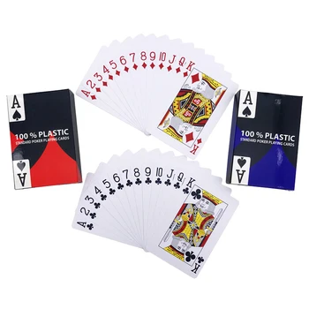 Plastic PVC Podul de Cărți de Poker Rosu/Albastru rezistent la apa rezistent la Uzura Carti de Joc Baccarat Texas Hold ' em Jocuri de Bord 58*88 mm