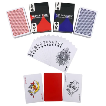 Plastic PVC Podul de Cărți de Poker Rosu/Albastru rezistent la apa rezistent la Uzura Carti de Joc Baccarat Texas Hold ' em Jocuri de Bord 58*88 mm