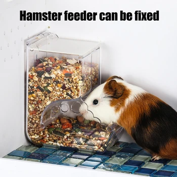 Plastic Transparent Hamster, Iepure Distribuitor Produse Alimentare Clar Automată Fixable Pet Feeder Pentru Hamster, Cobai Bol Alimentar Container