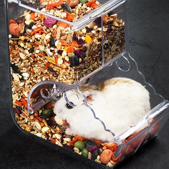 Plastic Transparent Hamster, Iepure Distribuitor Produse Alimentare Clar Automată Fixable Pet Feeder Pentru Hamster, Cobai Bol Alimentar Container