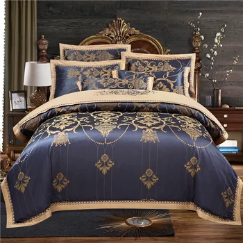 Plat bumbac/lenjerie de Pat cerșaf de pat de Lux Satin Jacquard Carpetă Acopere Regina King Set de lenjerie de Pat set parure de aprins ropa de cama