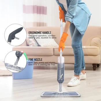 Plat Spray Mop pentru Podea de Curățare Mop cu un Reîncărcabile Sticla cu Pulverizator Si Umple Tampoane Acasă Bucatarie Camera de zi Curățare Podea