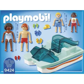 PLAYMOBIL, barca cu pedale cu tobogan (9424) original Distracție în Familie, 4 figurine incluse, jucarii pentru copii de 4 ani