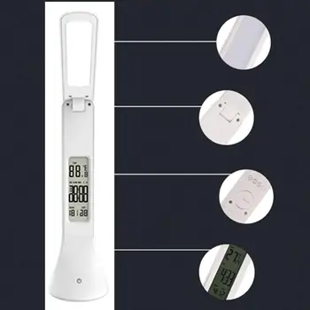 Pliabil LED-uri Lampa de Birou cu Alarma Ceas/Calendar/Temperatura Lampă de Masă Ochi-Îngrijire Baterie Built-in Lumina de Noapte pentru Birou