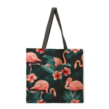 Pliere sac de cumpărături flamingo imprimare doamnă sac geantă de umăr de sex feminin de agrement geantă de plajă în aer liber sac geantă de mână de sex feminin