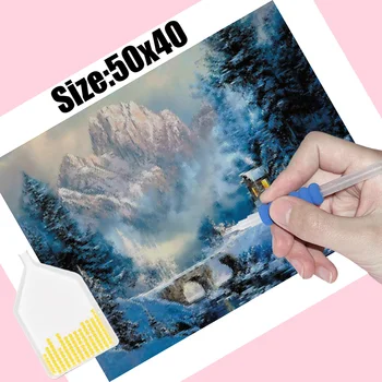 Plin Patrat/Rotund burghiu de diamant Pictura munte de Zăpadă 5D DIY diamant broderie Decor mozaic pictura BX0829
