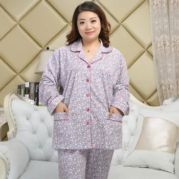 Plus dimensiune 140KG 5XL seturi de pijamale femei, pijamale primavara bumbac mâneci Lungi pijamale femei, pijamale 58238