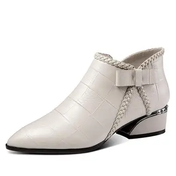 Plus Dimensiune 35-42 Femei 2020 Pantofi Rochie Subliniat Toe Oxford Pantofi pentru Femeie cizme Goale Aur Negru Tocuri Arc Doamnelor Pantofi de Brand Alb
